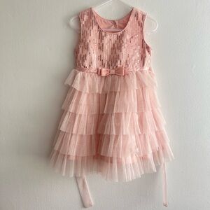 Jona Michelle Light Pink Sequin Tiered Tulle Dress 2t